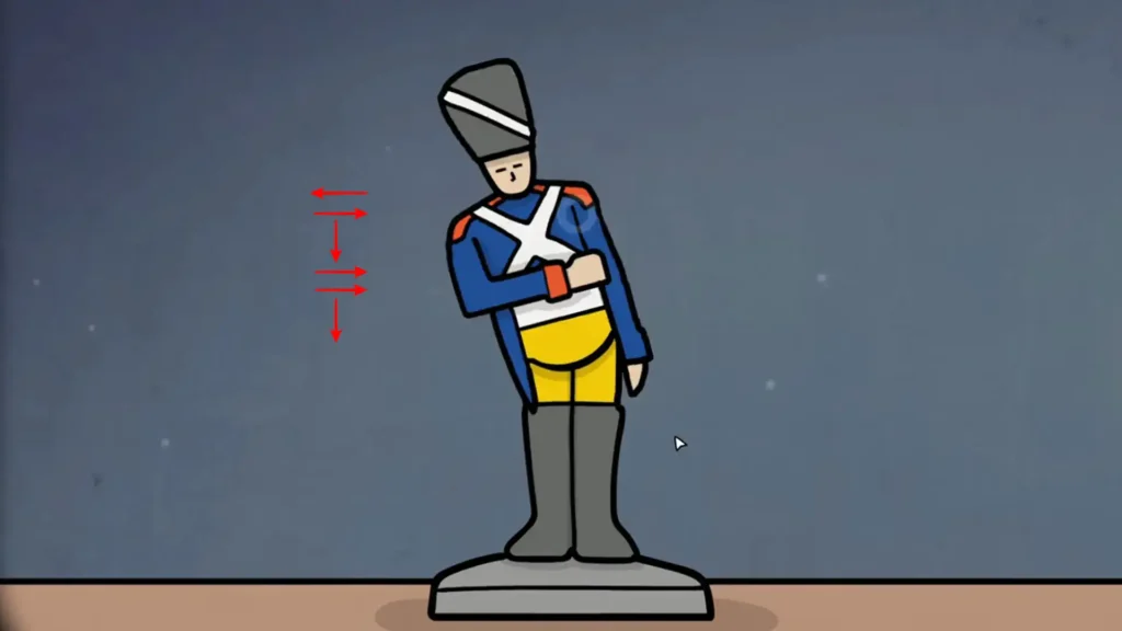 The soldier showing the solution for puzzle exercise