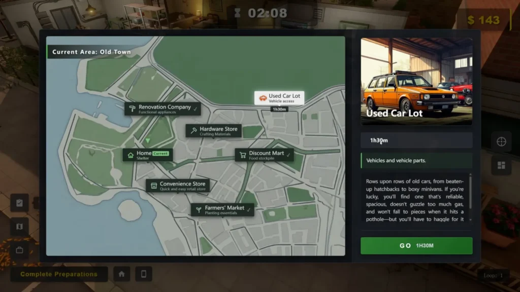 Used Car Lot in Survival Log