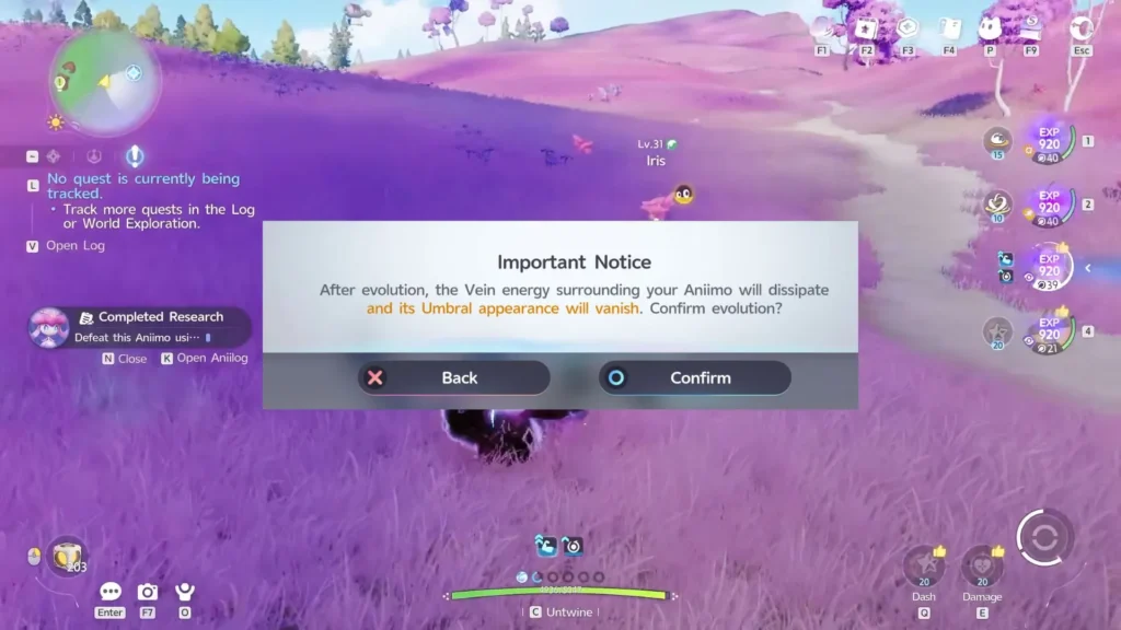 Aniimo warning that the Umbral appearance vanishes after evolution