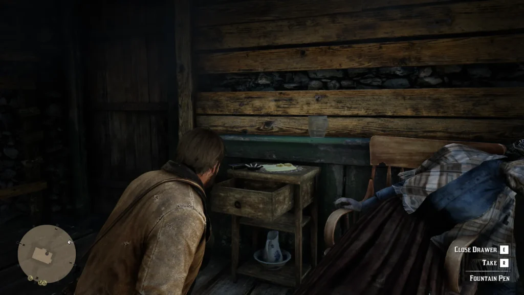 Arthur Morgan finding Mary-Beth's Fountain Pen inside the Osman Grove cabin in RDR2