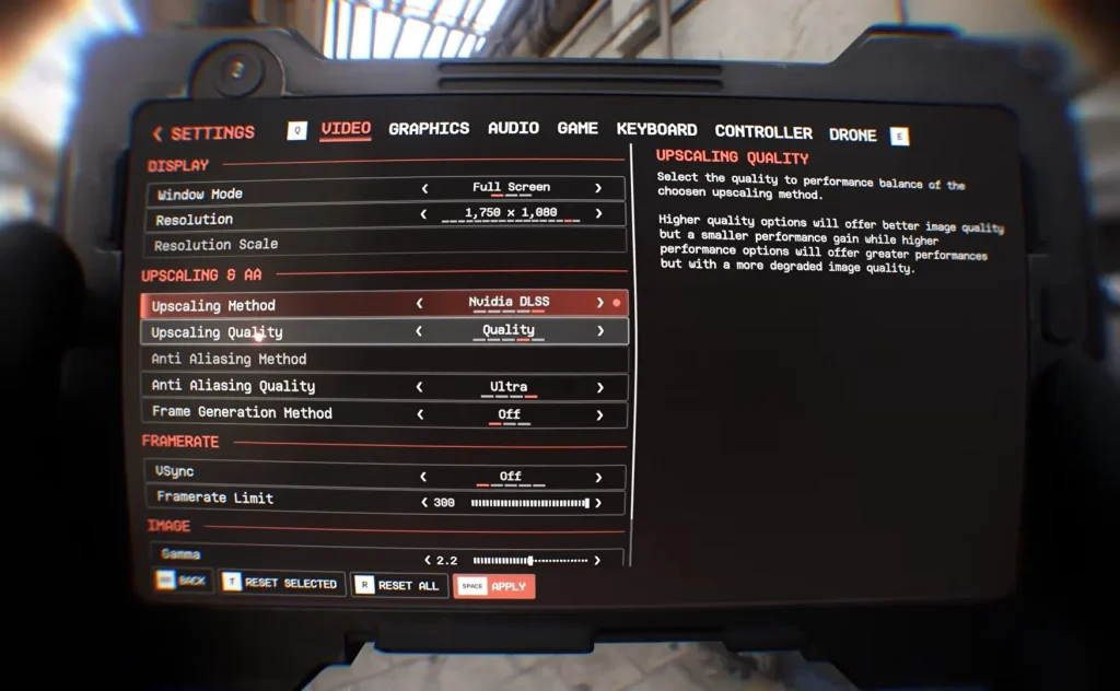Bodycam Upscaling Settings