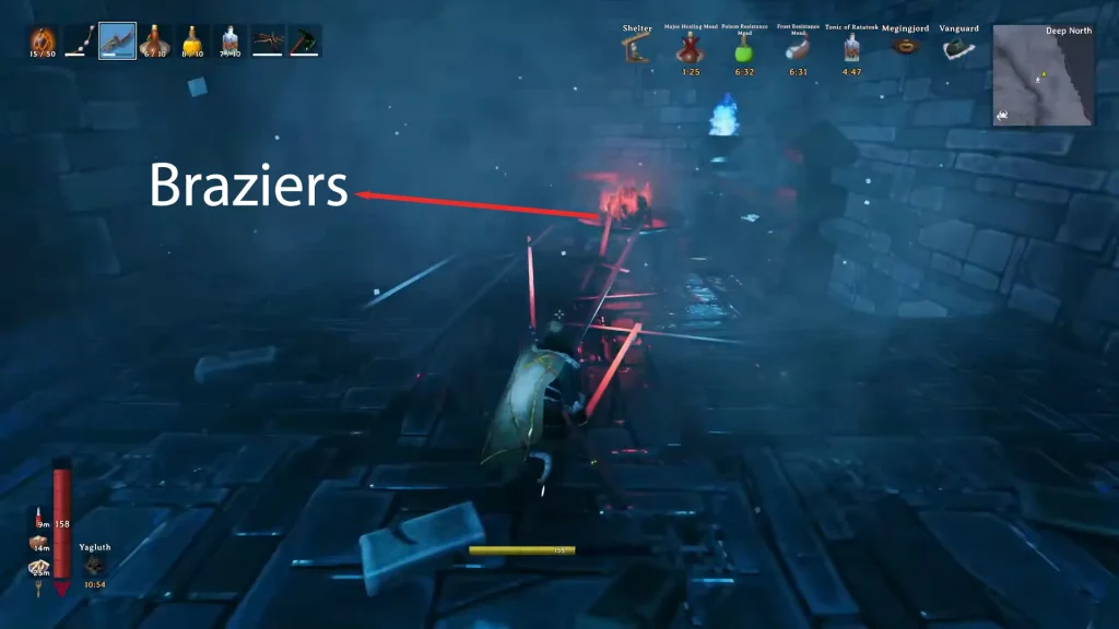 Braziers as source of Memorial Coal in Valheim