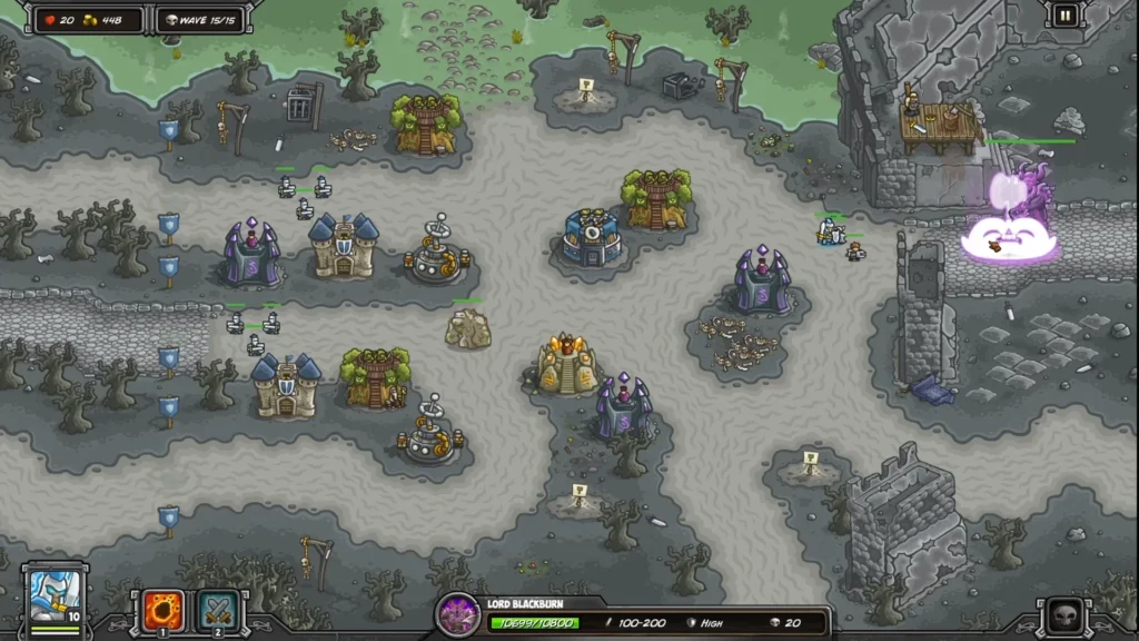 Castle Blackburn Kingdom Rush stage with Lord Blackburn boss fight
