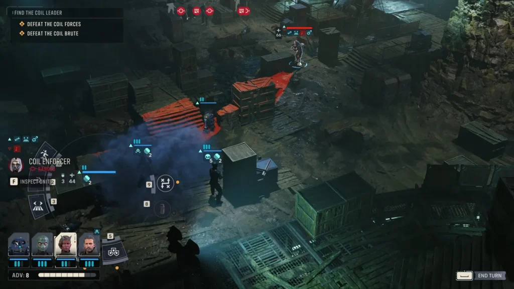 Coil Enforcer surging to 66 health with Retaliation active