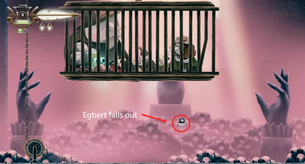 Egbert falls out of the cage