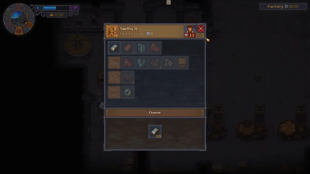 Graveyard Keeper 2 Smithy II menu