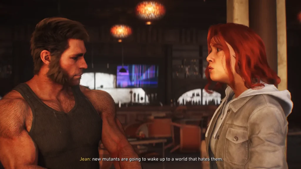 Jean giving Logan the wooden phoenix before he leaves at the end of Marvel’s Wolverine