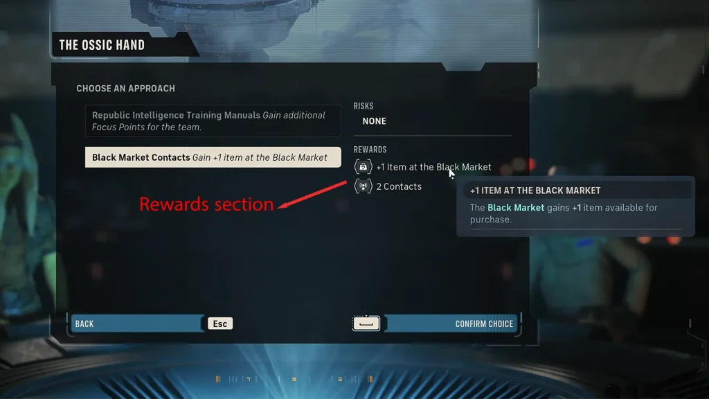 Rewards Section in Star wars zero company