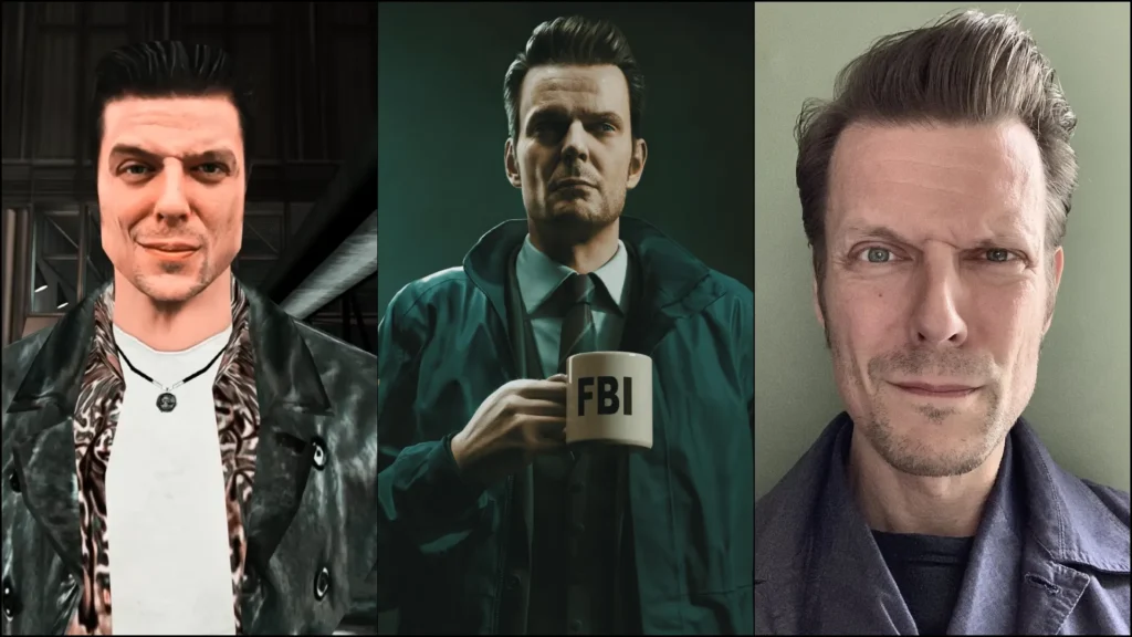 Sam Lake as Alex Casey and the original Max Payne