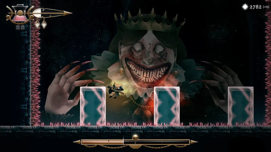 The Queen entraps Well Dweller's Glimmer in a spiked area