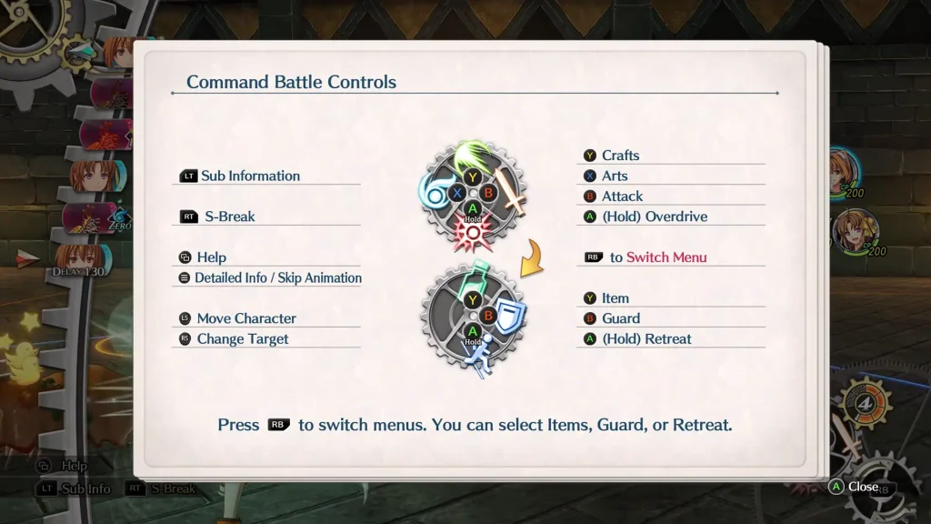 Trails in the Sky 2nd Chapter Command Battle Controls