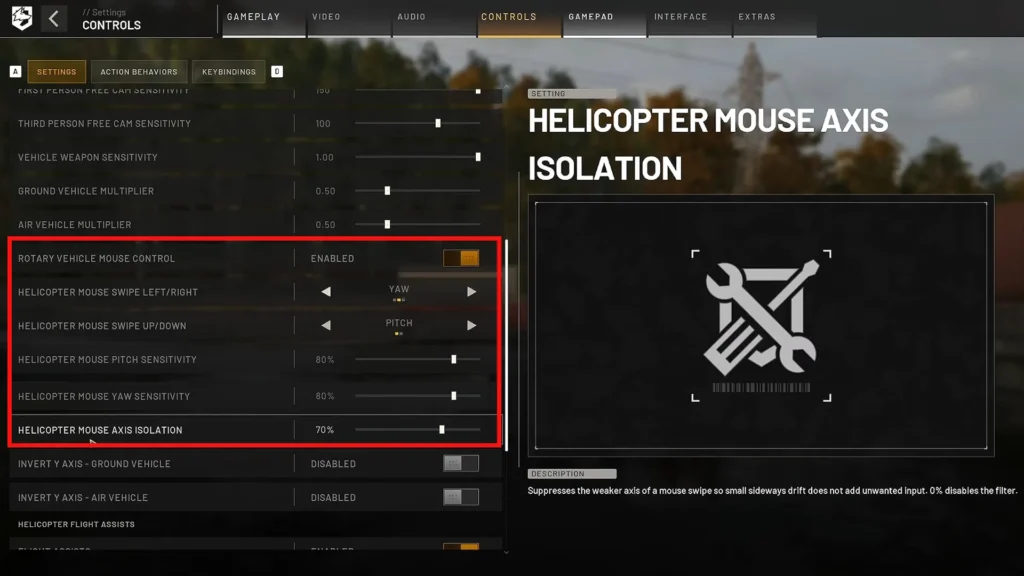 WARDOGS Heli Sensitivity and Axis Isolation