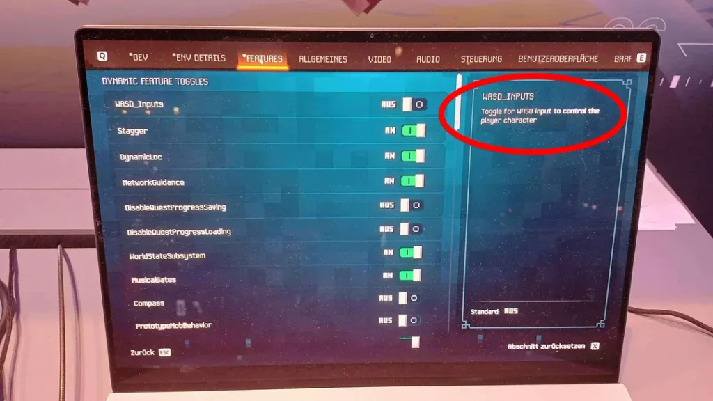 Photo shows Minecraft Dungeons 2 WASD Inputs was in the dev build of game
