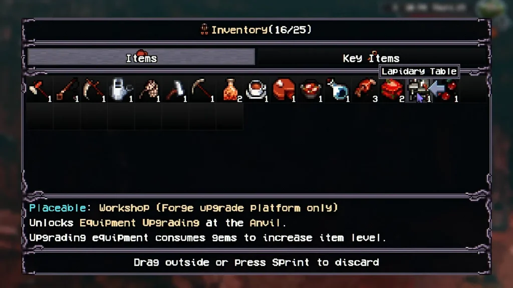 Welcome to Elderfield list of items including basic axe