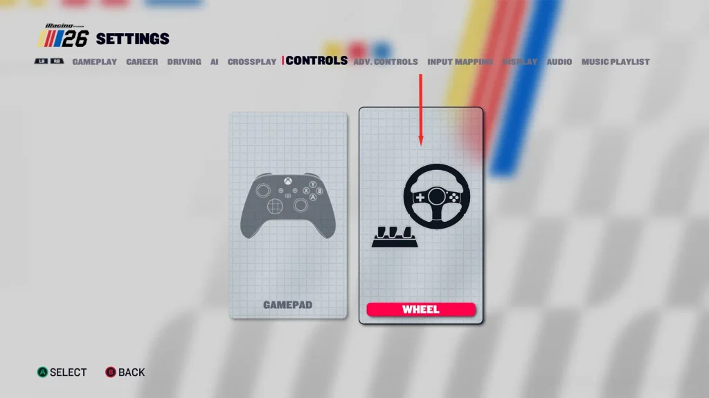 Wheel settings of Nascar 26
