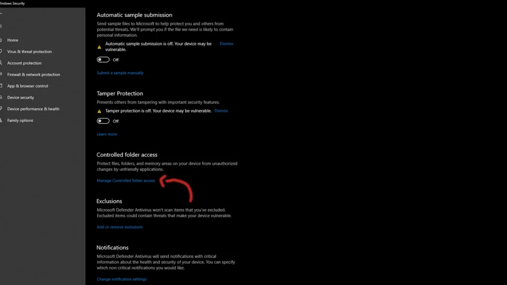 Windows Security Controlled Folder Access settings for Witcher 3 Remastered 1