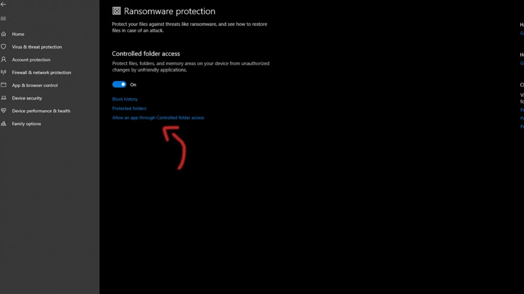 Windows Security Controlled Folder Access settings for Witcher 3 Remastered 2