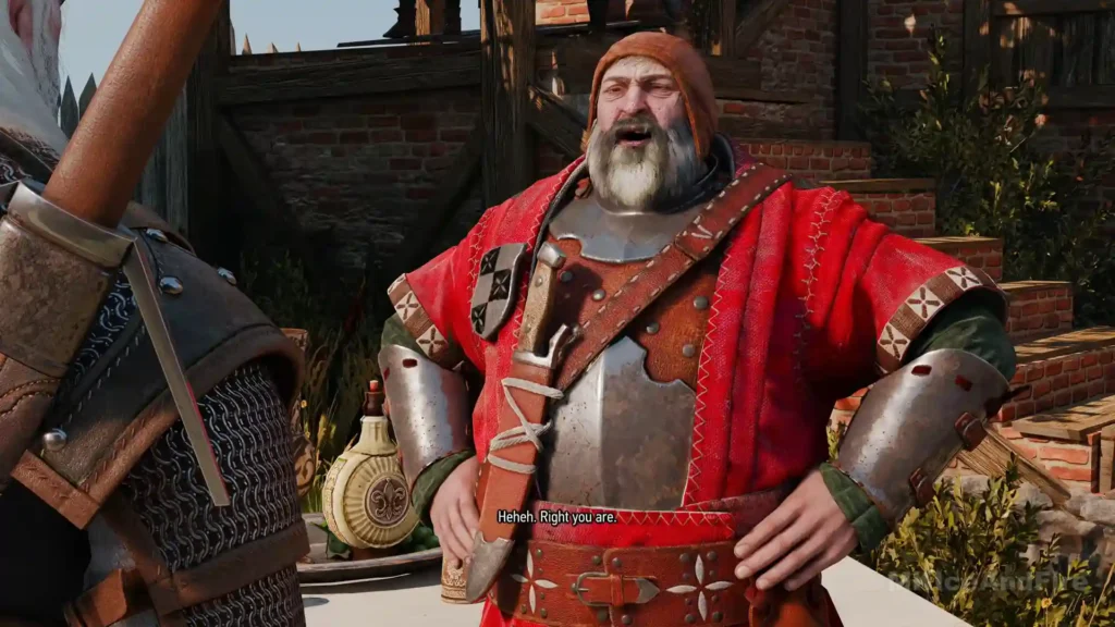 A character talking in Witcher 3 Remastered