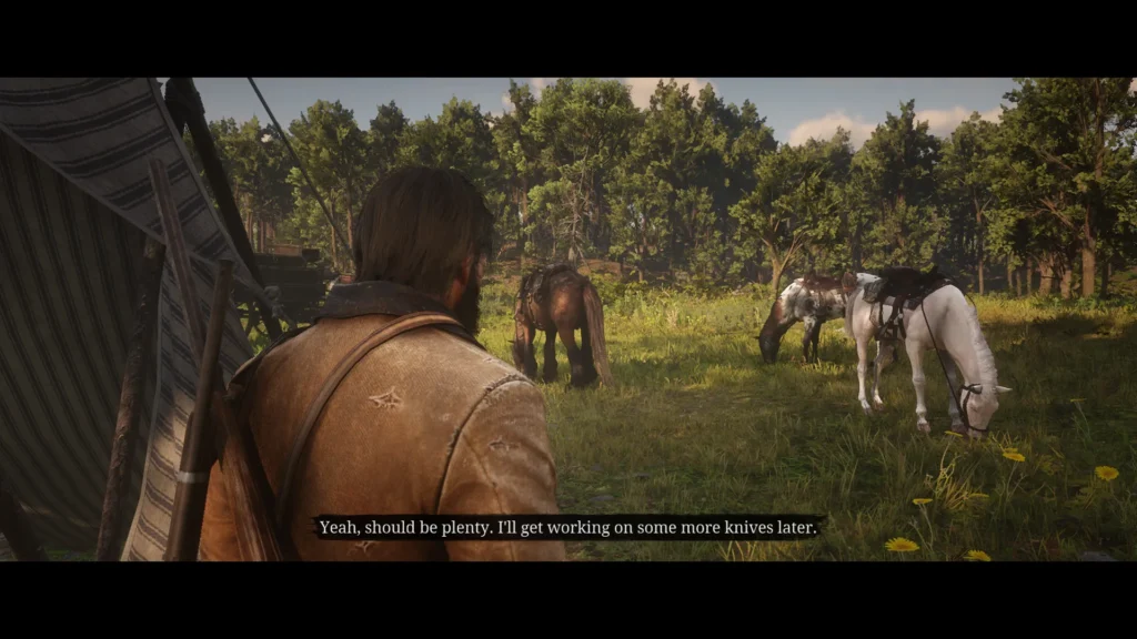Arthur Morgan delivering Oleander Sage to Javier Escuella in RDR2