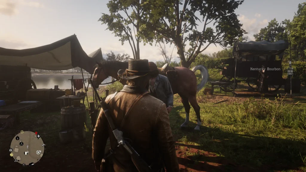 Arthur giving Kentucky Bourbon to Sean MacGuire to complete his item request