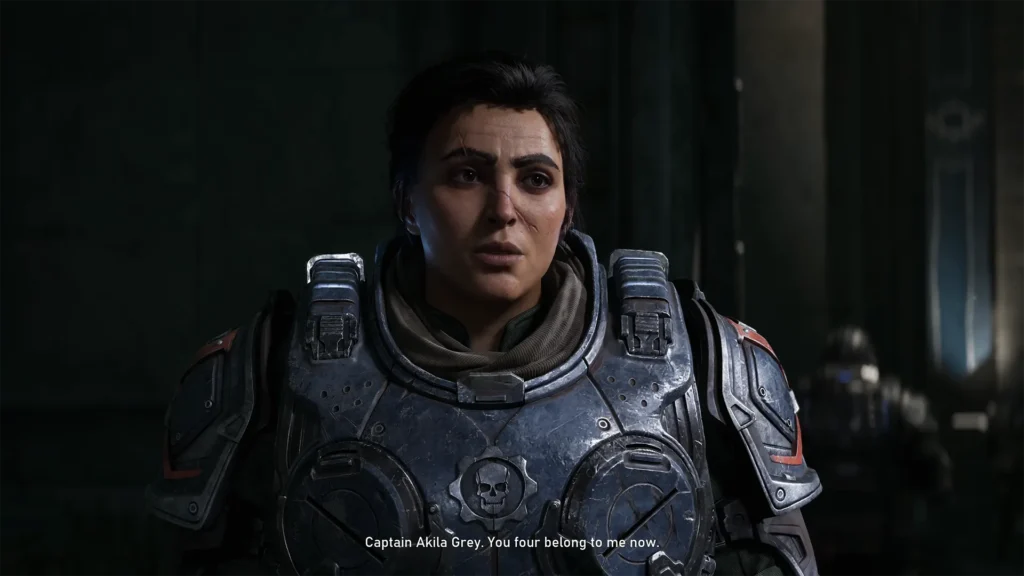 Captain Akila Grey overseeing Bravo Squad in Gears of War E-Day