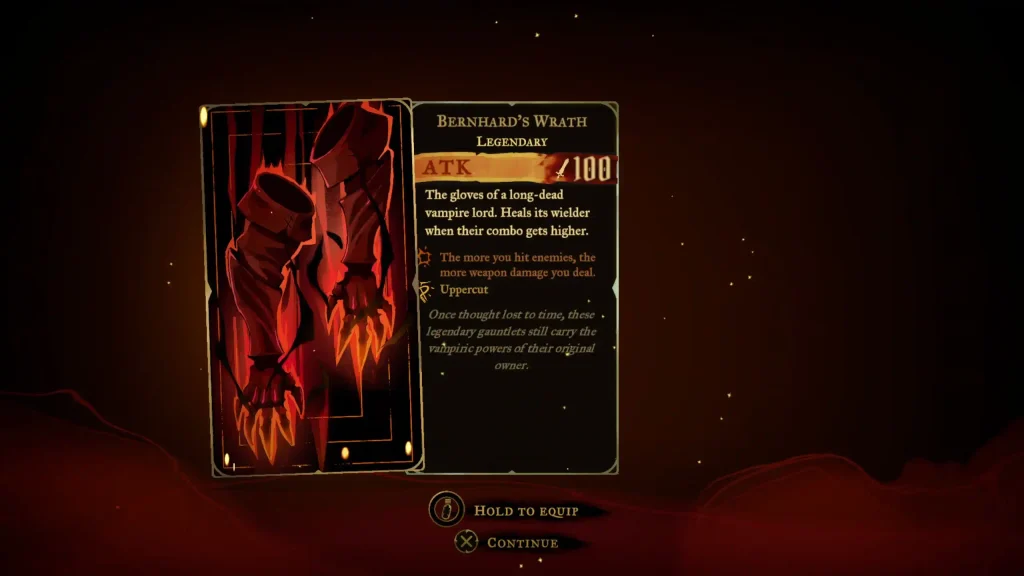 The card that describes every detail about Bernhard's Wrath item