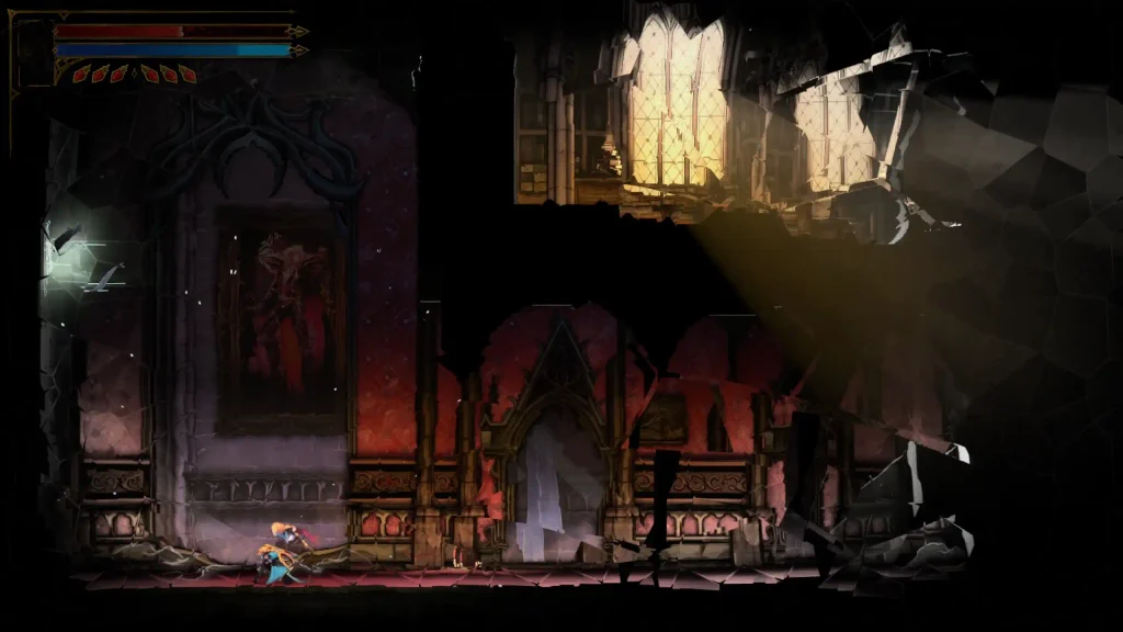 Castlevania Belmont's Curse Rose kneels at the transition mirror