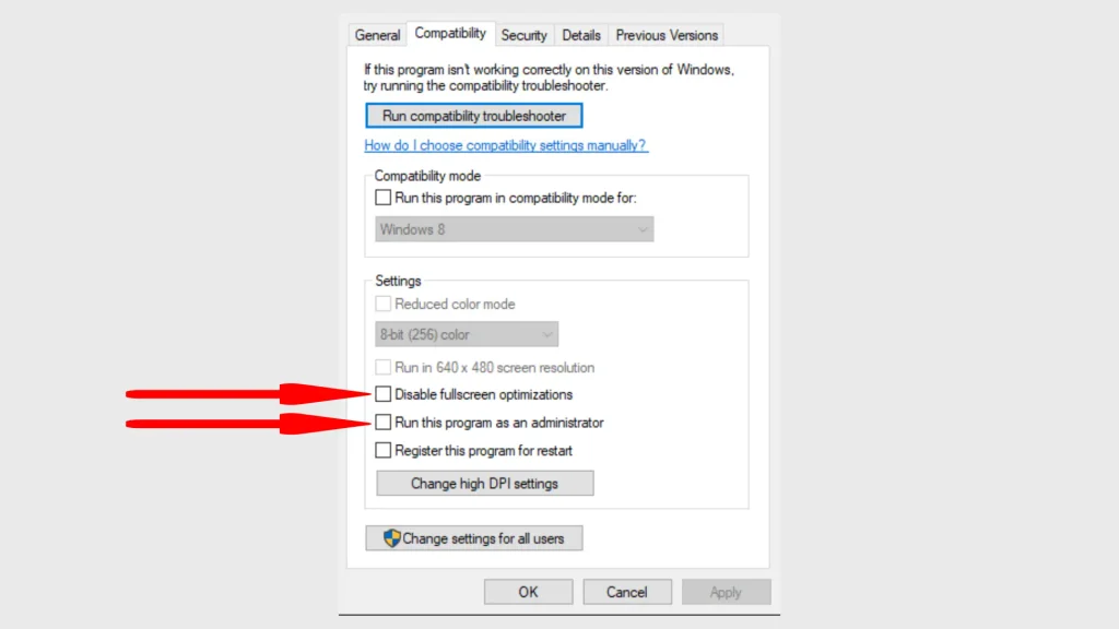 Compatibility settings