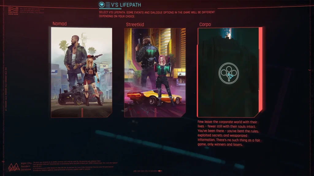 Corpo Lifepath cyberpunk 2077