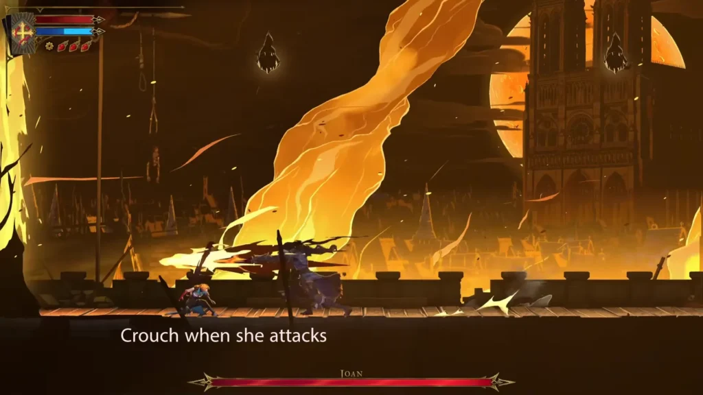 Crouch when joan of arc attacks