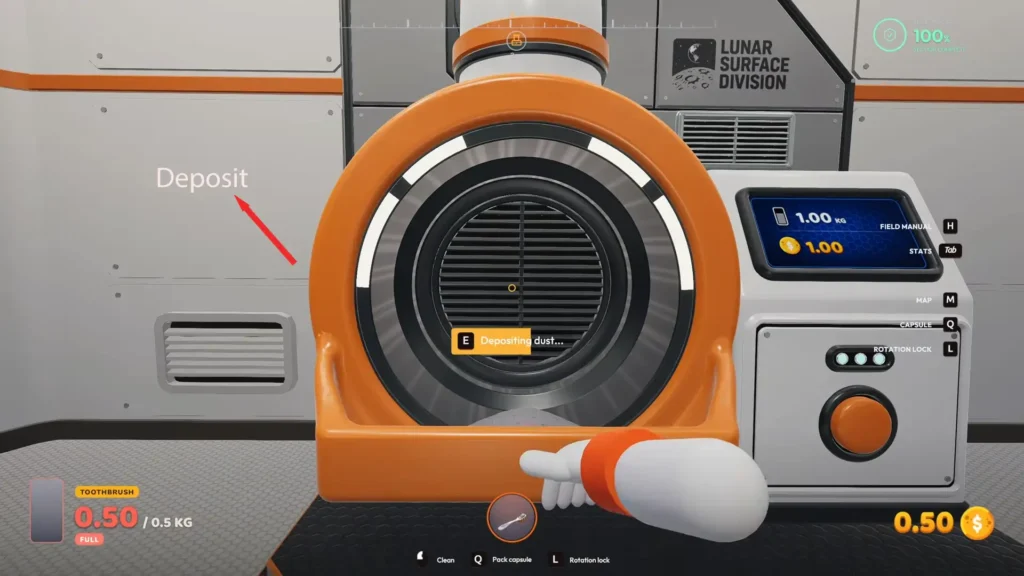 Deposit device of Moon Sweepers