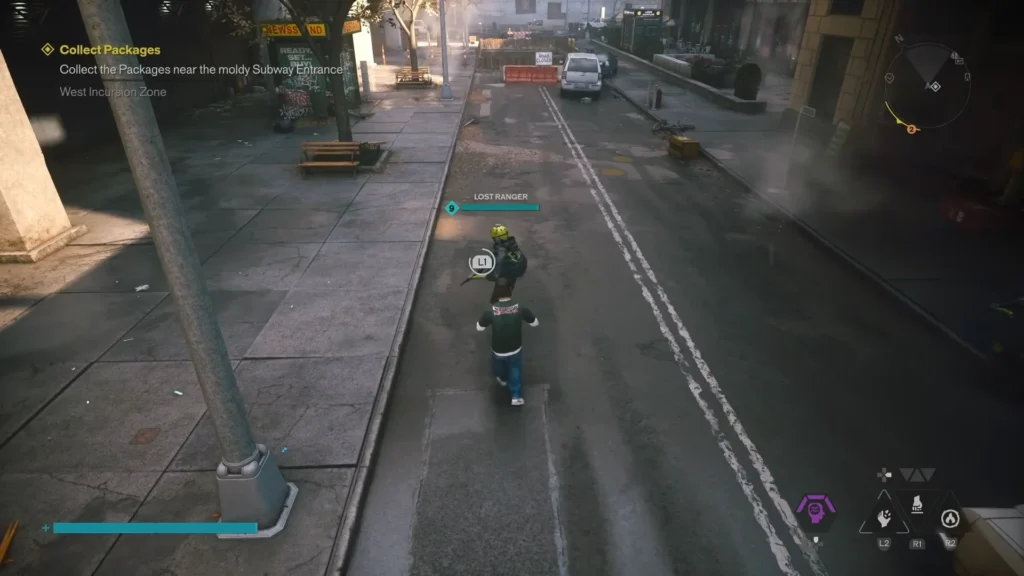 Dylan approaching a Lost Ranger near the Molded Subway Entrance in Control Resonant