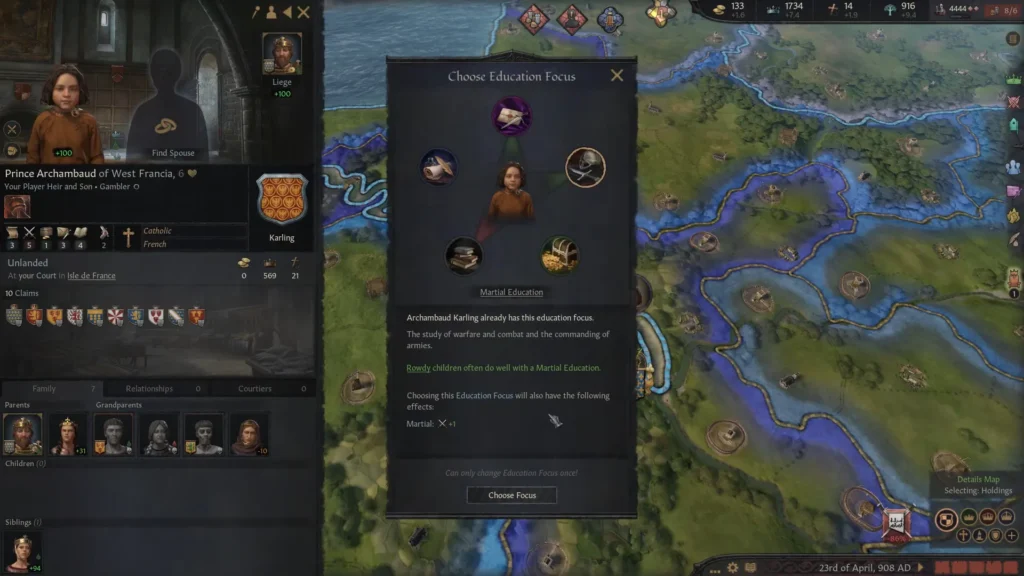 Education Focus in Crusader Kings III