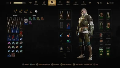 Geralt wearing the basic tier of the Griffin gear