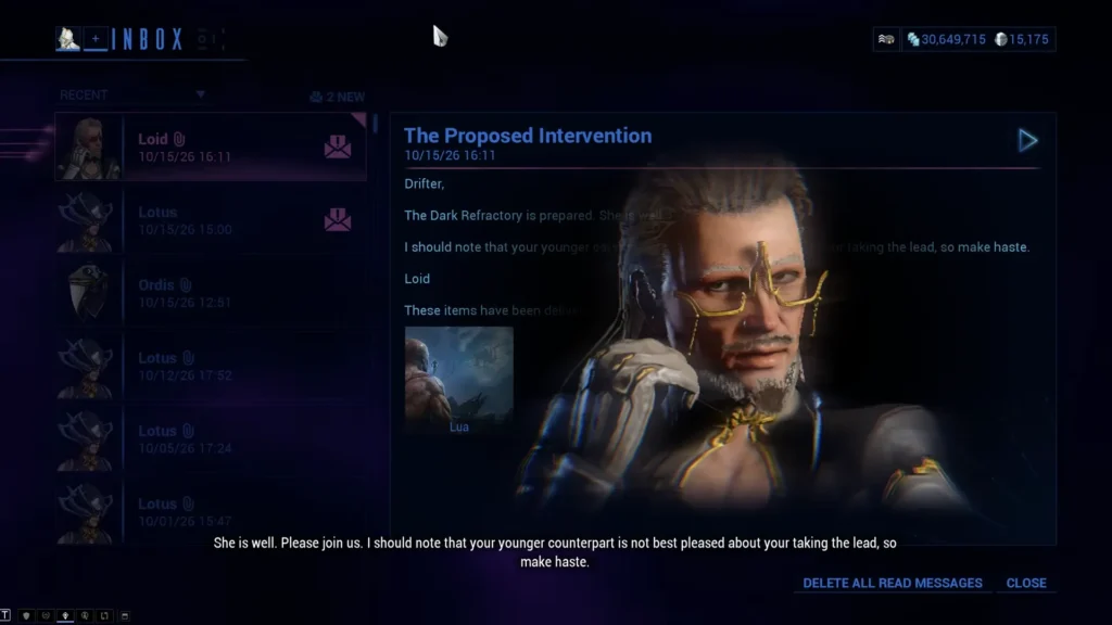 Getting a Message From Loidin Warframe