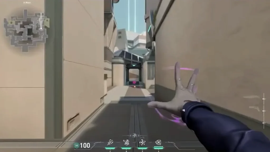Hush using her Telekinesis passive in VALORANT to interact with an object from a distance