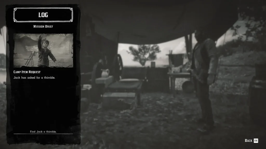 Jack Marston talking to Arthur Morgan about Abigail's missing thimble in RDR2