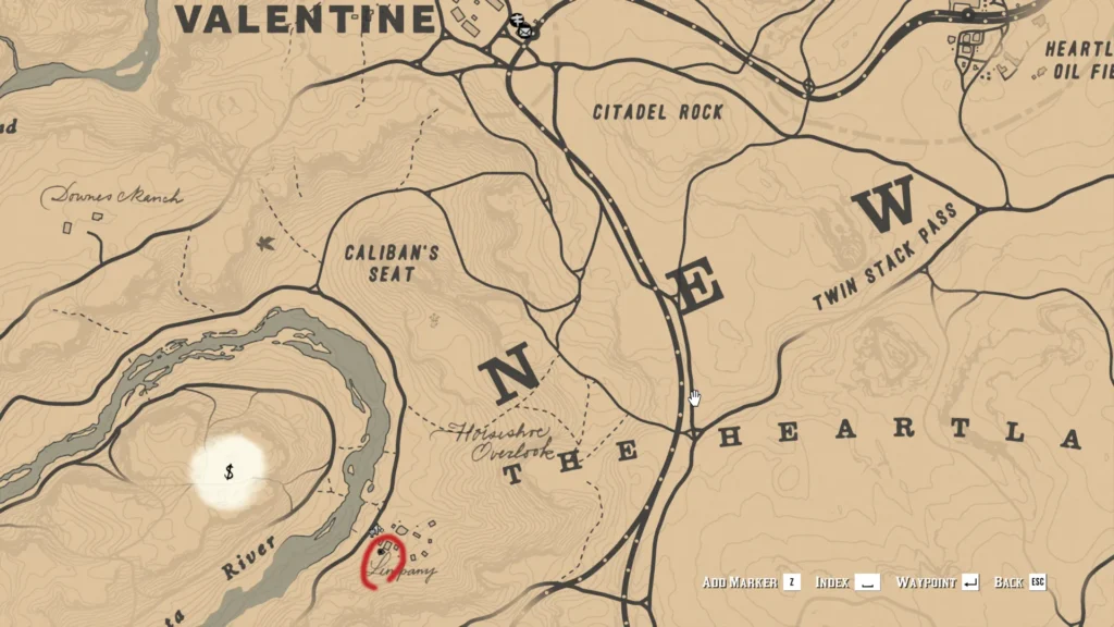 Limpany thimble location near the abandoned buildings in RDR2