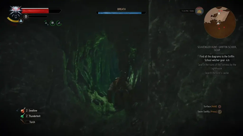 the hidden cave entrance underwater filled with Drowners