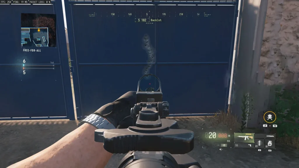 MW4 bullet impacts showing weapon recoil pattern
