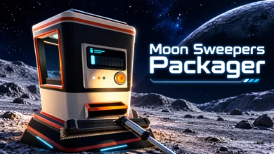 Moon Sweepers Packager on the moon