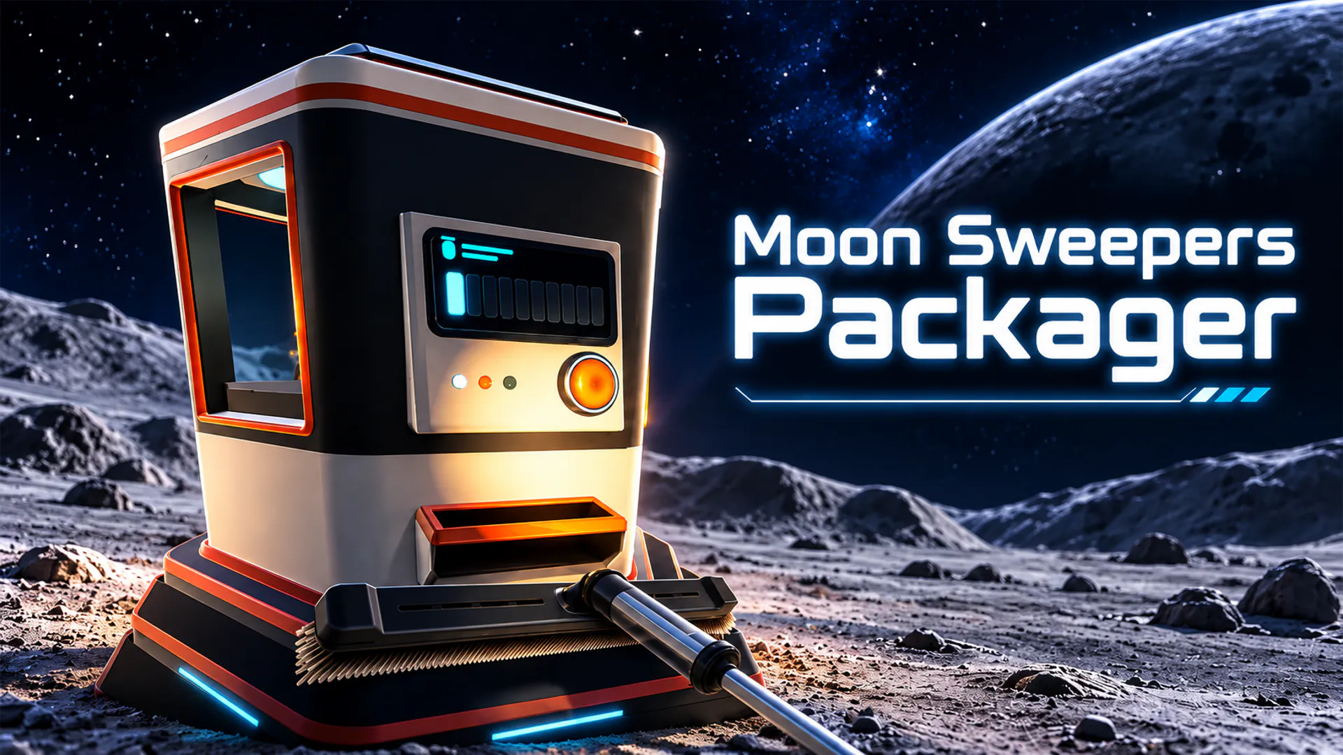 Moon Sweepers Packager on the moon