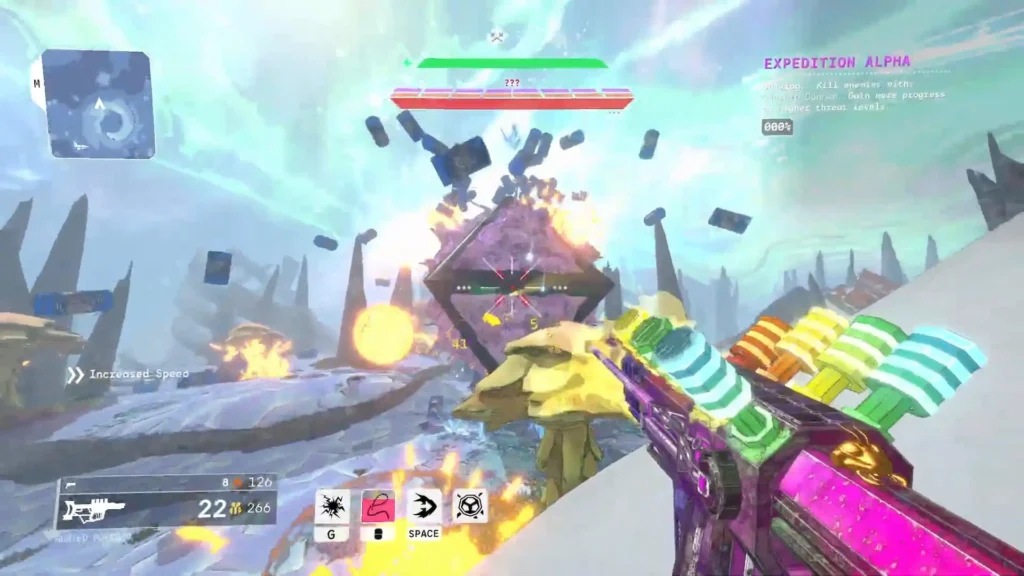 Expedition Alpha Boss barrel attack coming toward the employee
