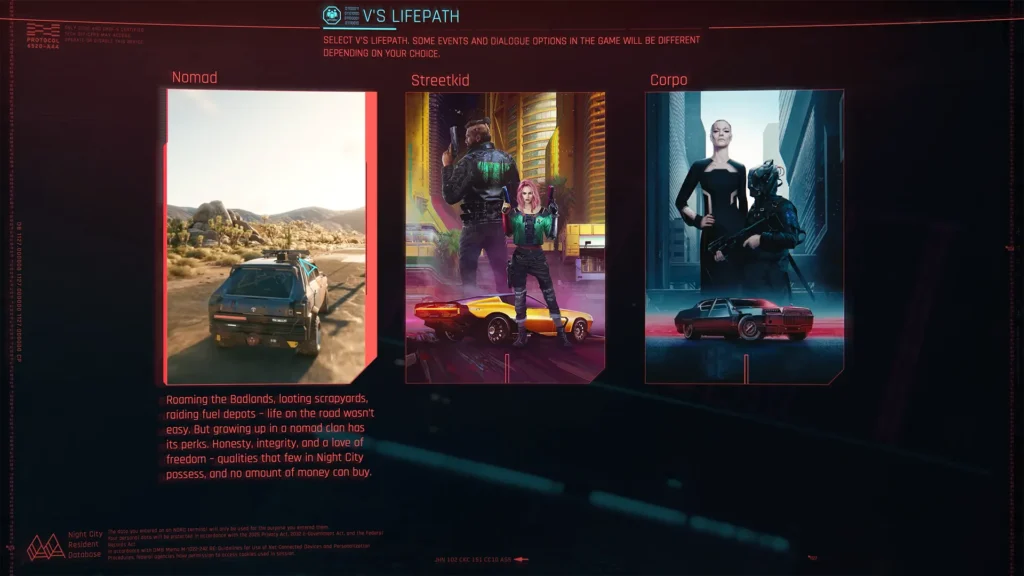 Nomad lifepath Cyberpunk 2077