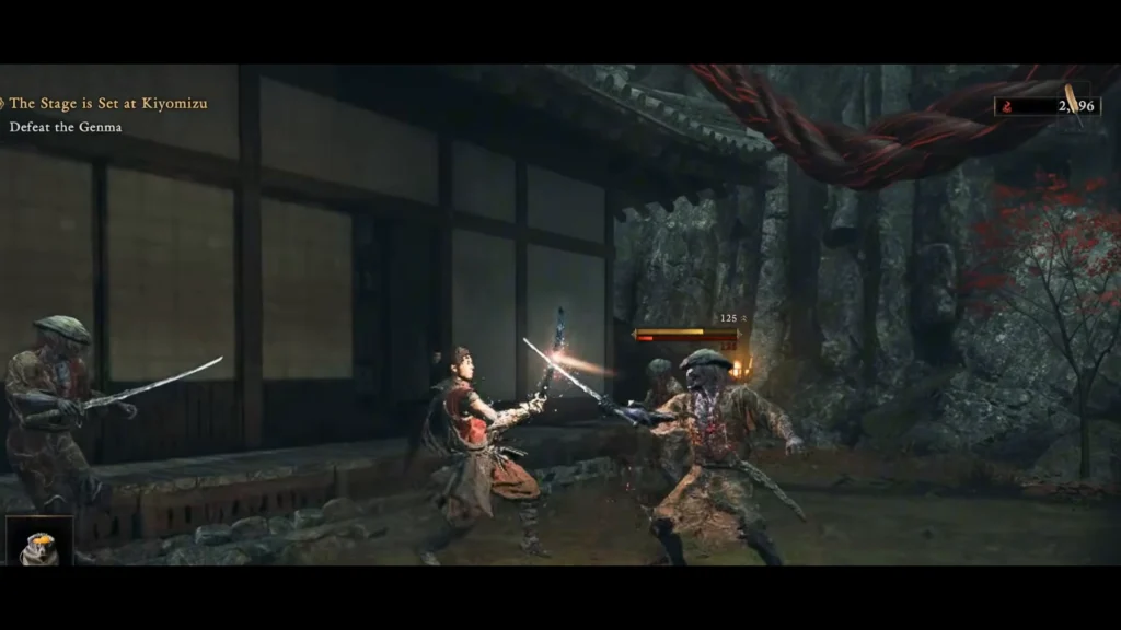 Sword parrying occurring in mid combat