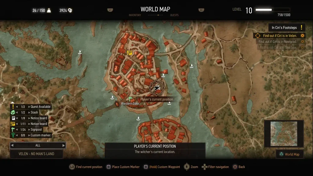 Oxenfurt blacksmith's location on the map