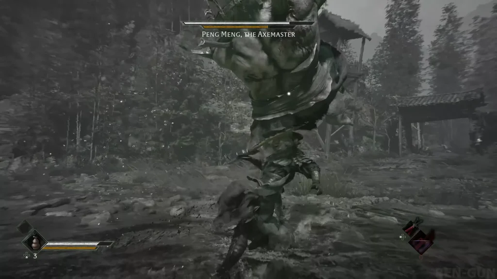 Peng Meng doing his backwards body slam attack which is a black aura unblockable attack