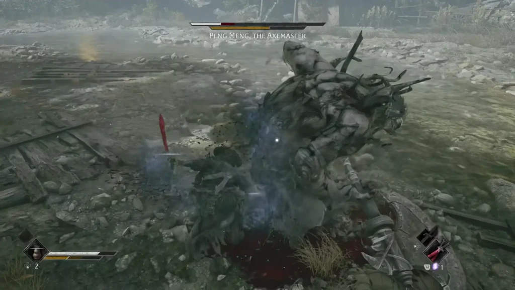 Peng Meng falling down on his knees when out of Sha-Chi