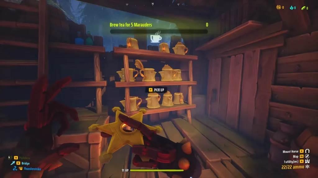Picking up a pot to make tea