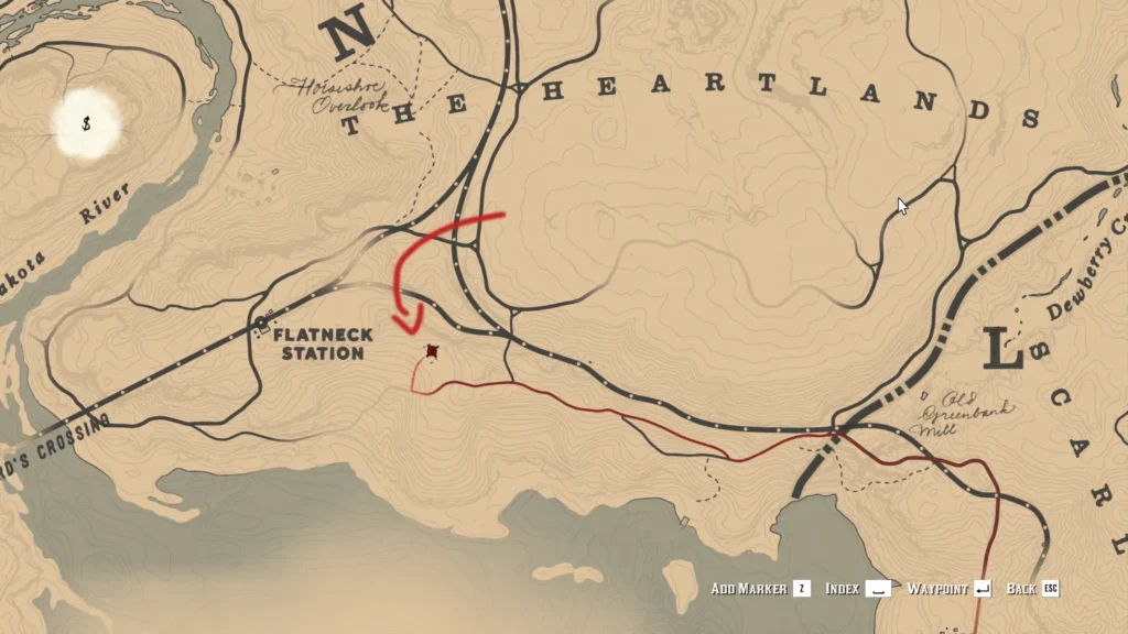 RDR2 harmonica location at Granger's Hoggery, east of Flatneck Station